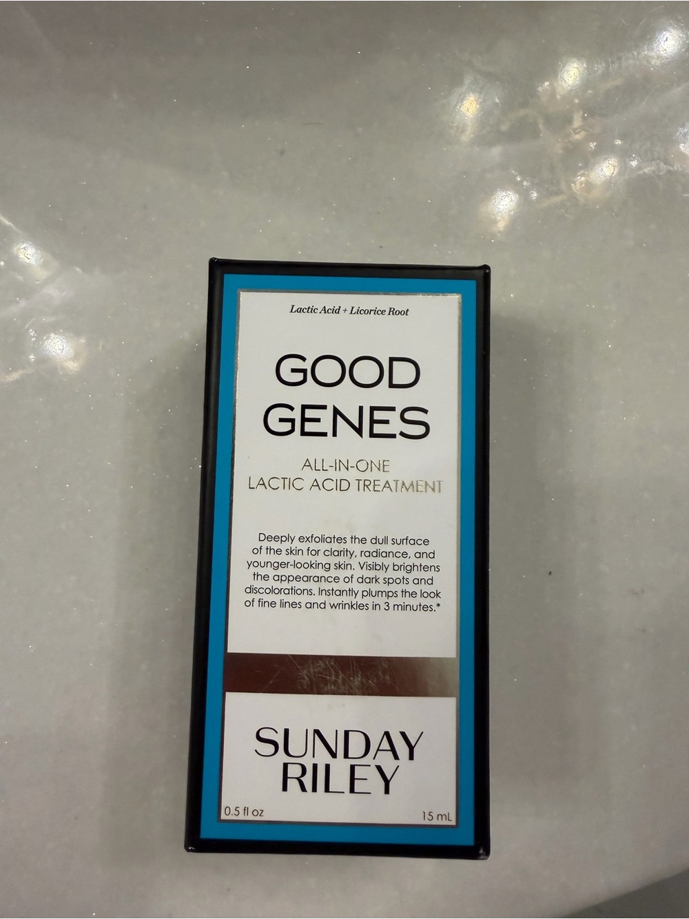 Sunday Riley Good Genes Lactic Acid Treatment — Blue and White Box